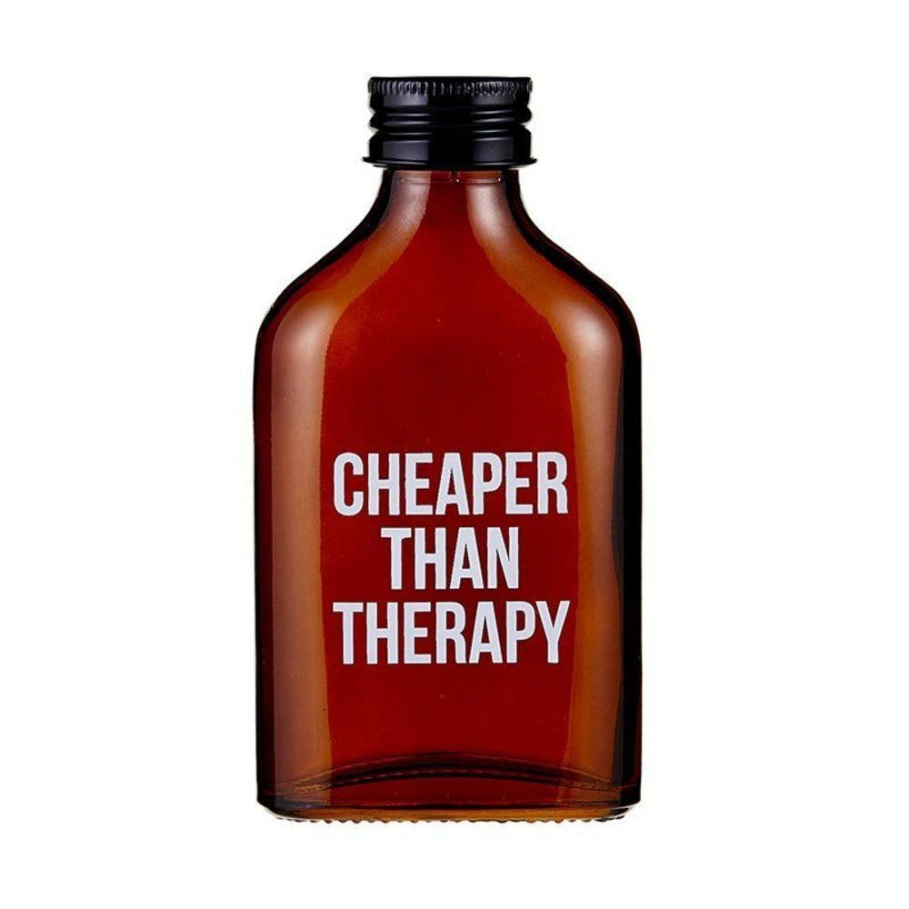 Cheaper Than Therapy Amber Mini Flask | Glass